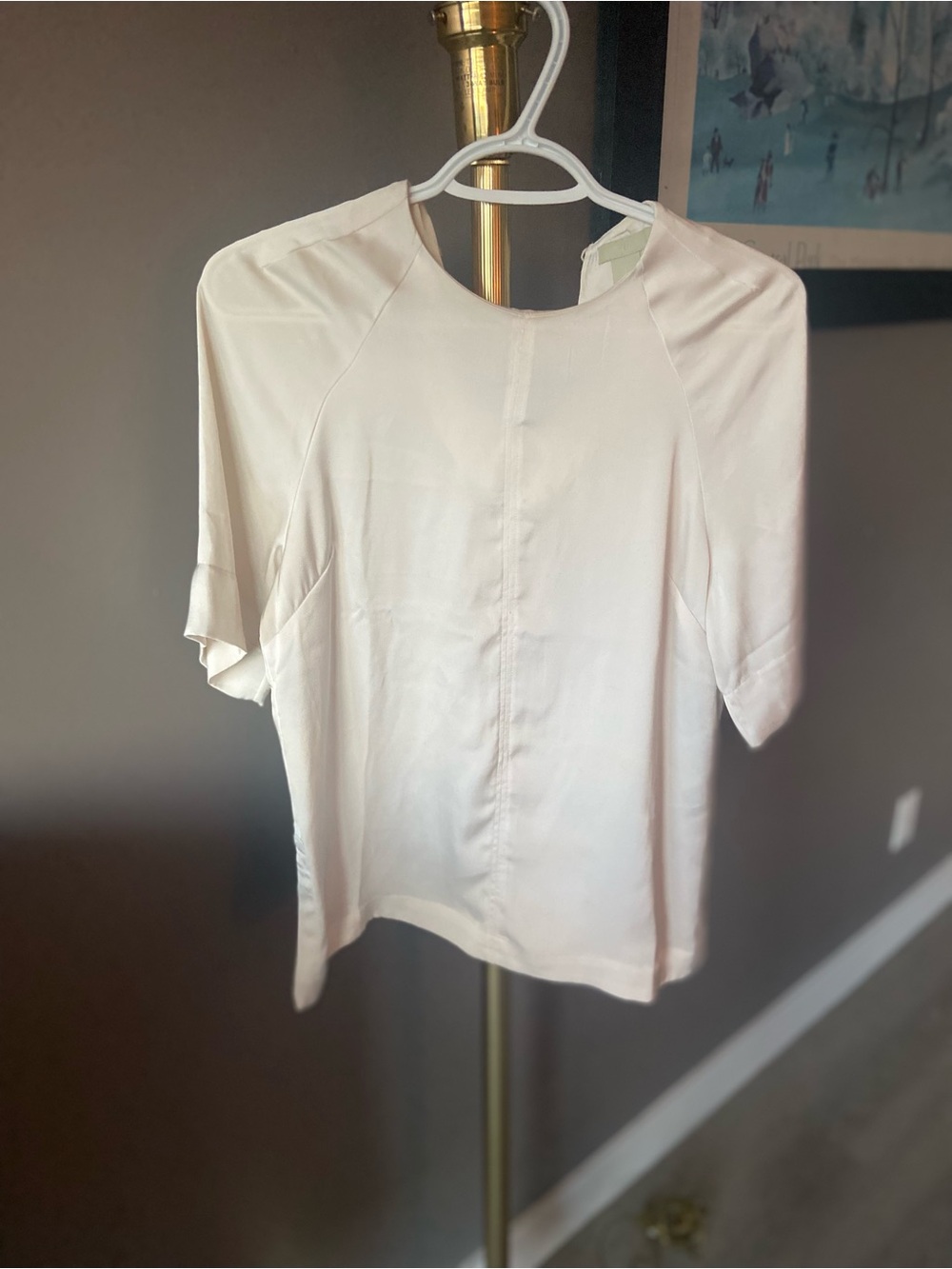 H&M Cream Short-Sleeve Crewneck Blouse